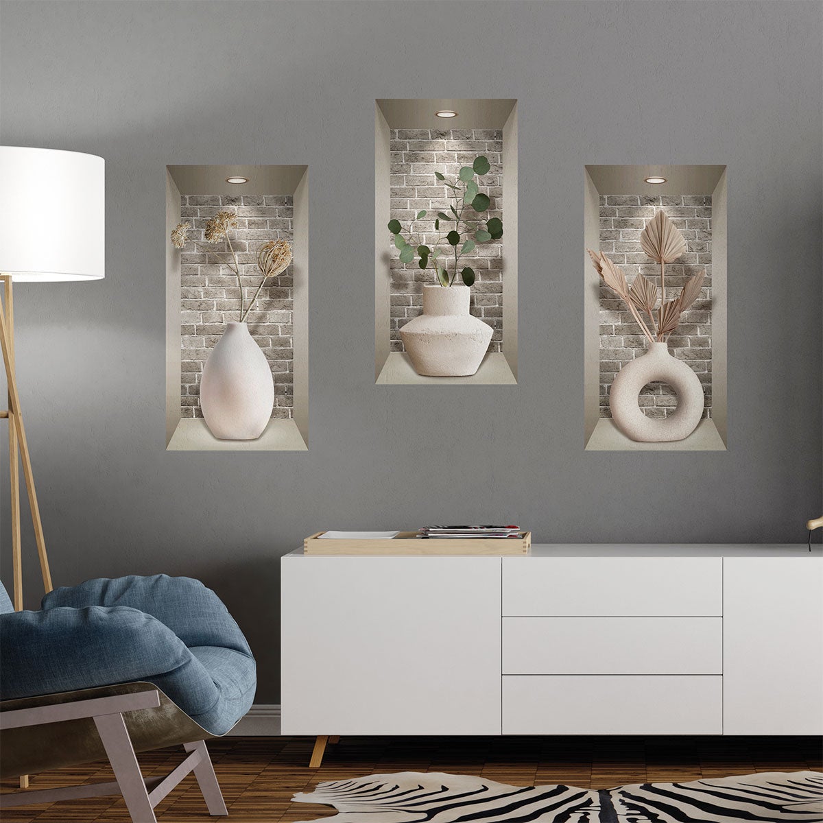 Adesivo 3D vasi e piante di design - Sticker adesivo - adesivi murali - 80x120cm - 7