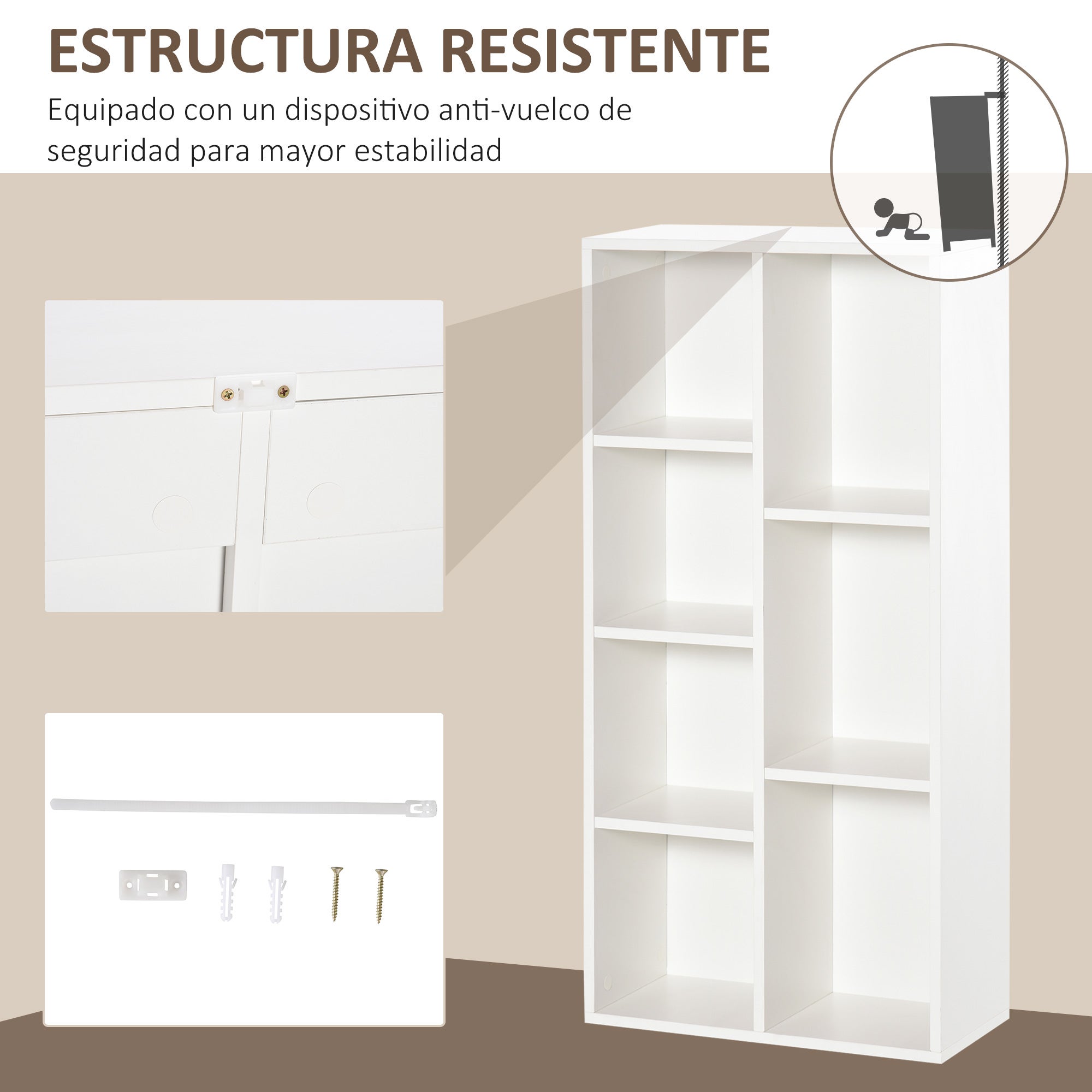 Estante para Livros HOMCOM Branco Aglomerado de Madeira 50x24x106cm - 6