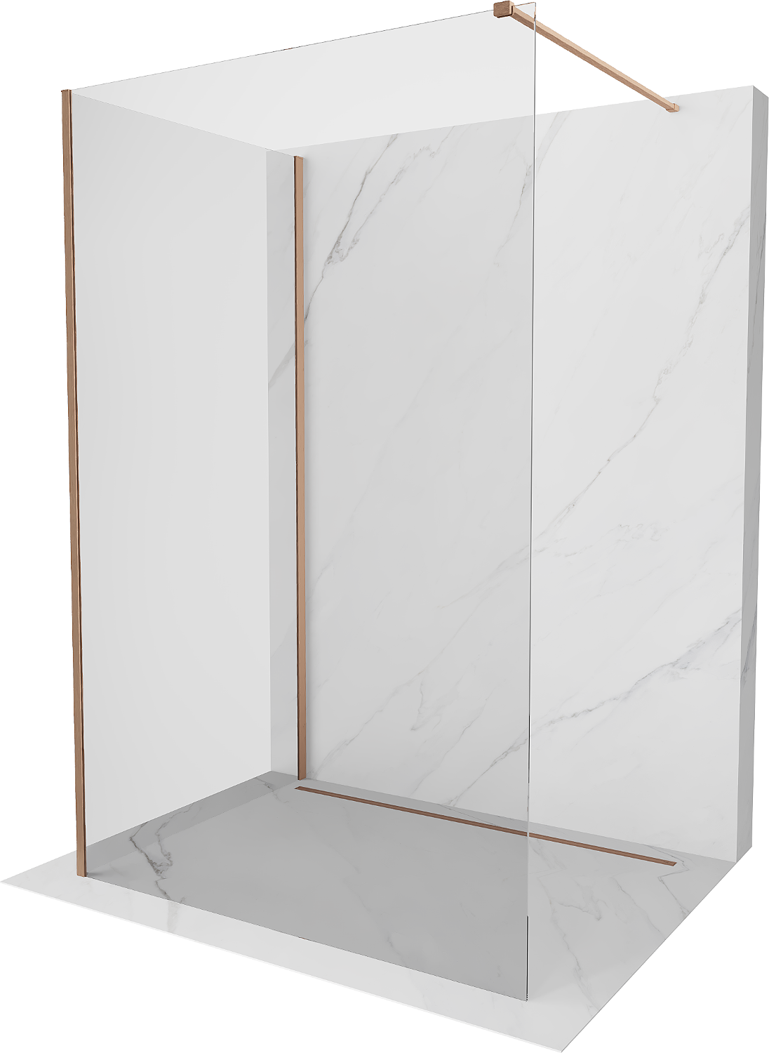 Mexen Kioto ścianka prysznicowa Walk-in 140 x 75 cm, transparent, miedź szczotkowana - 800-140-212-65-00-075