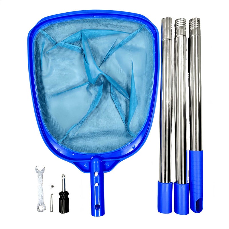 Niebieska siatka basenowa, 1,5 metra długości, jedna sztuka; siatka do zbierania liści w oczkach wodnych.