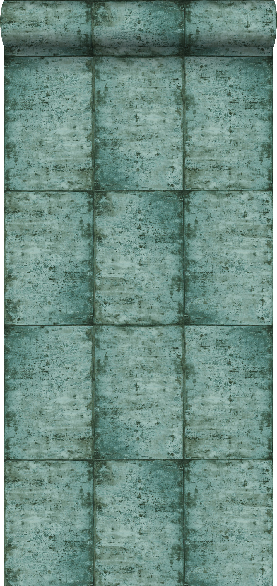 Papel pintado láminas de zinc verde esmeralda intenso - 53 cm x 10,05 m - estahome