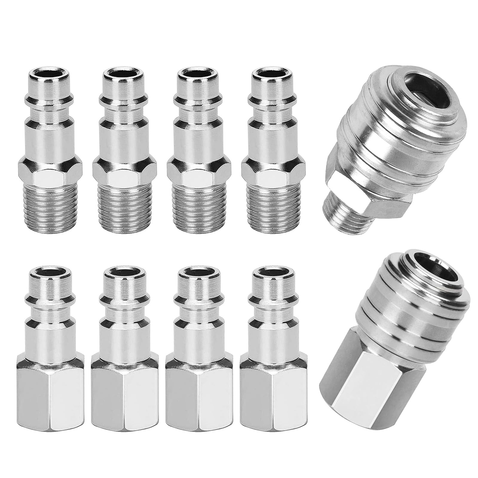Zestaw 10 szybkozłączy BSP 1/4" - styl niemiecki - adapter do węża - złącze węża - złącze powietrza do kompresora