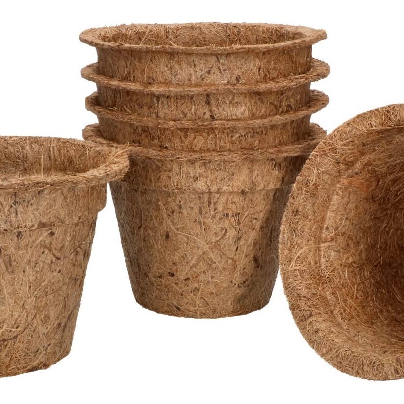 Zestaw naturalna doniczka osłonka kokosowa 10cm wkład włókno kokosowe 6 szt - KOTARBAU