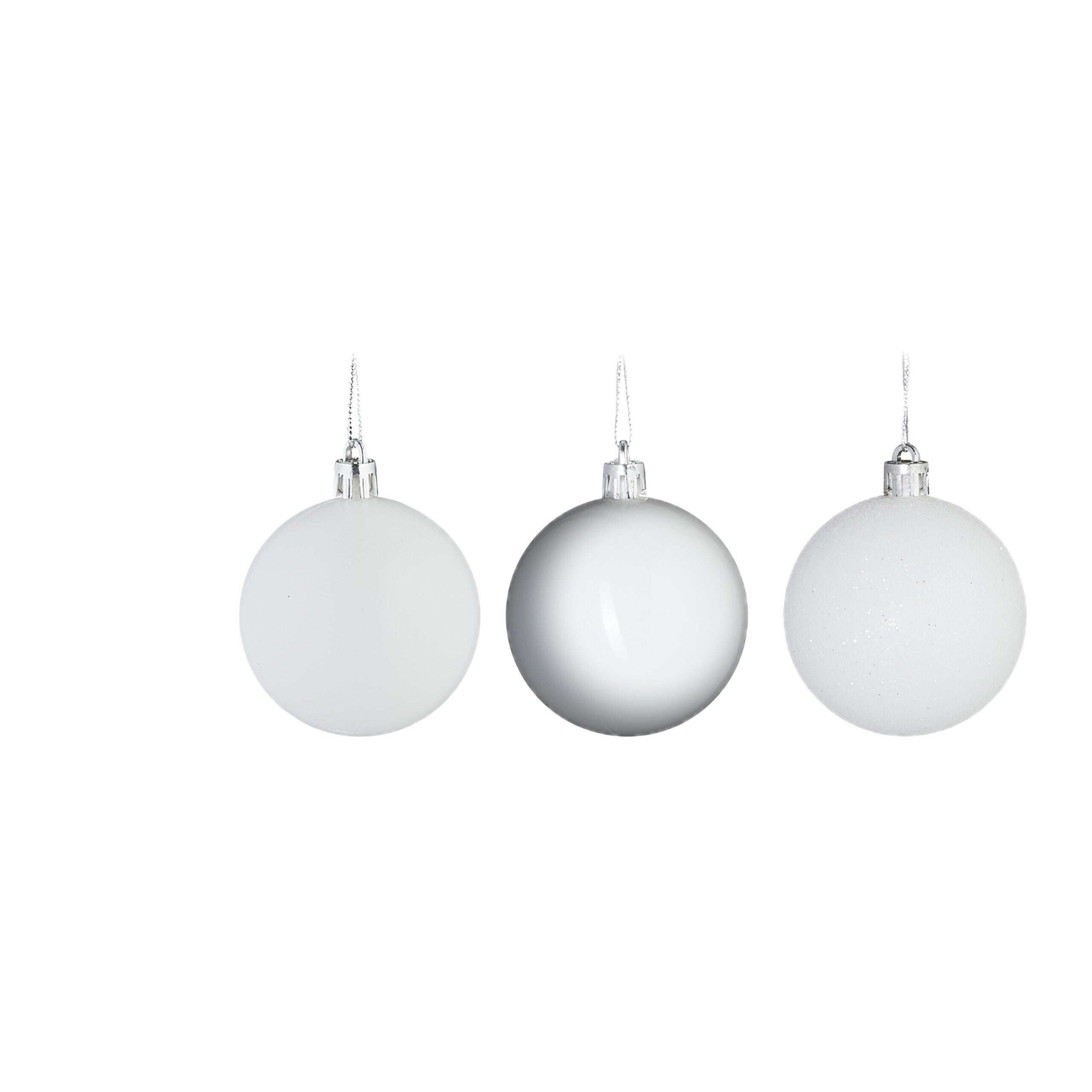 Conjunto de 30 bolas de Natal redondas para árvore, em plástico inquebrável, 7 x ø 6 cm, brancas, Relaxdays - 7