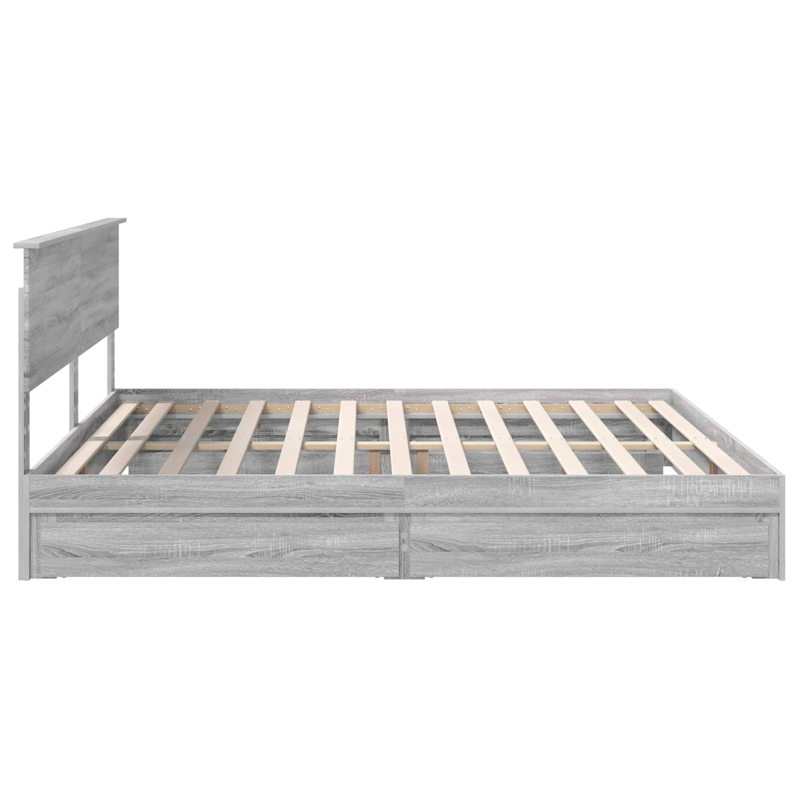 Lit avec rangement, panneau de bois, gris, pour la chambre, 200 × 200 cm - 9