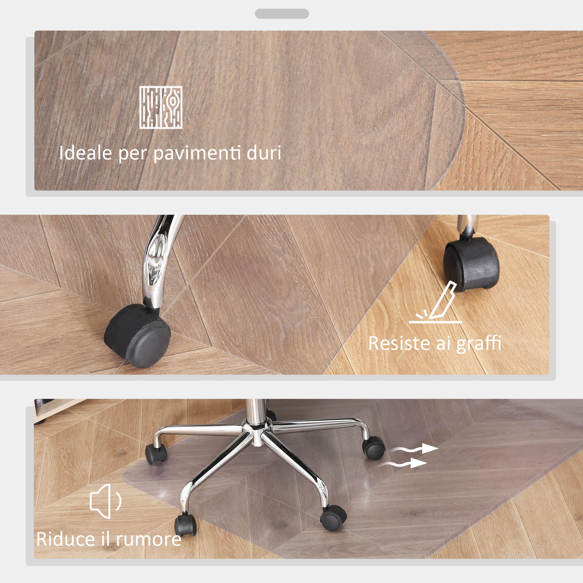 HOMCOM Tappetino per Sedia Ufficio Salvapavimento Antiscivolo in Plastica, 90x120cm, Trasparente - 6