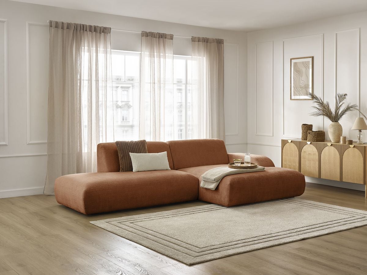 Canapé d'angle fixe SIRIUS tissu texturé BOBOCHIC 3 places Orange ...