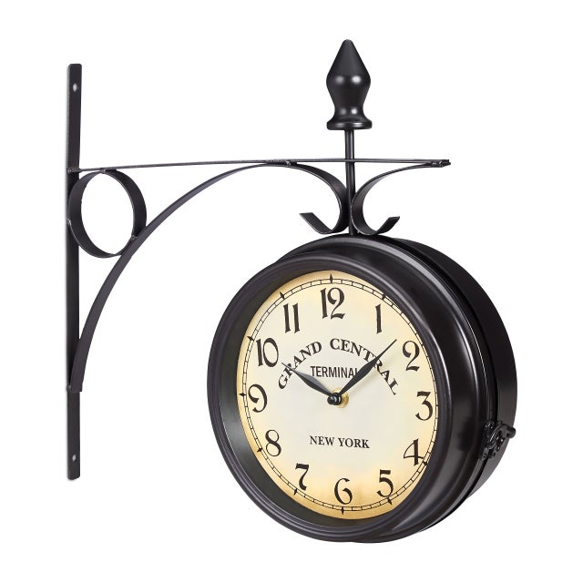 Horloge De Gare Ancienne Double Face Paris Tour Eiffel Fer Forge Bl 24cm 3700779106510