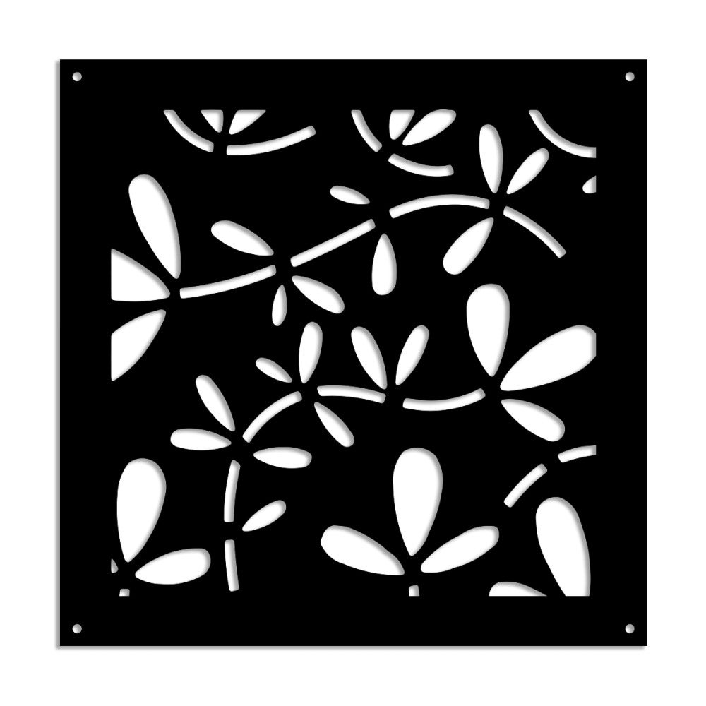 FLOREUS - Panel perforowany z PVC - Osłona przeciwsłoneczna - Rozmiar 73x73 cm - Grubość 1 cm - Kolor CZARNY