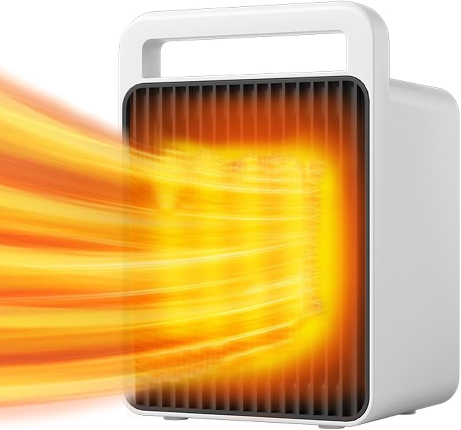 Przenośny grzejnik, miniaturowy grzejnik biurkowy o mocy 900 W, mały grzejnik z wentylatorem i zabezpieczeniem przed przegrzaniem, biały + przewód za
