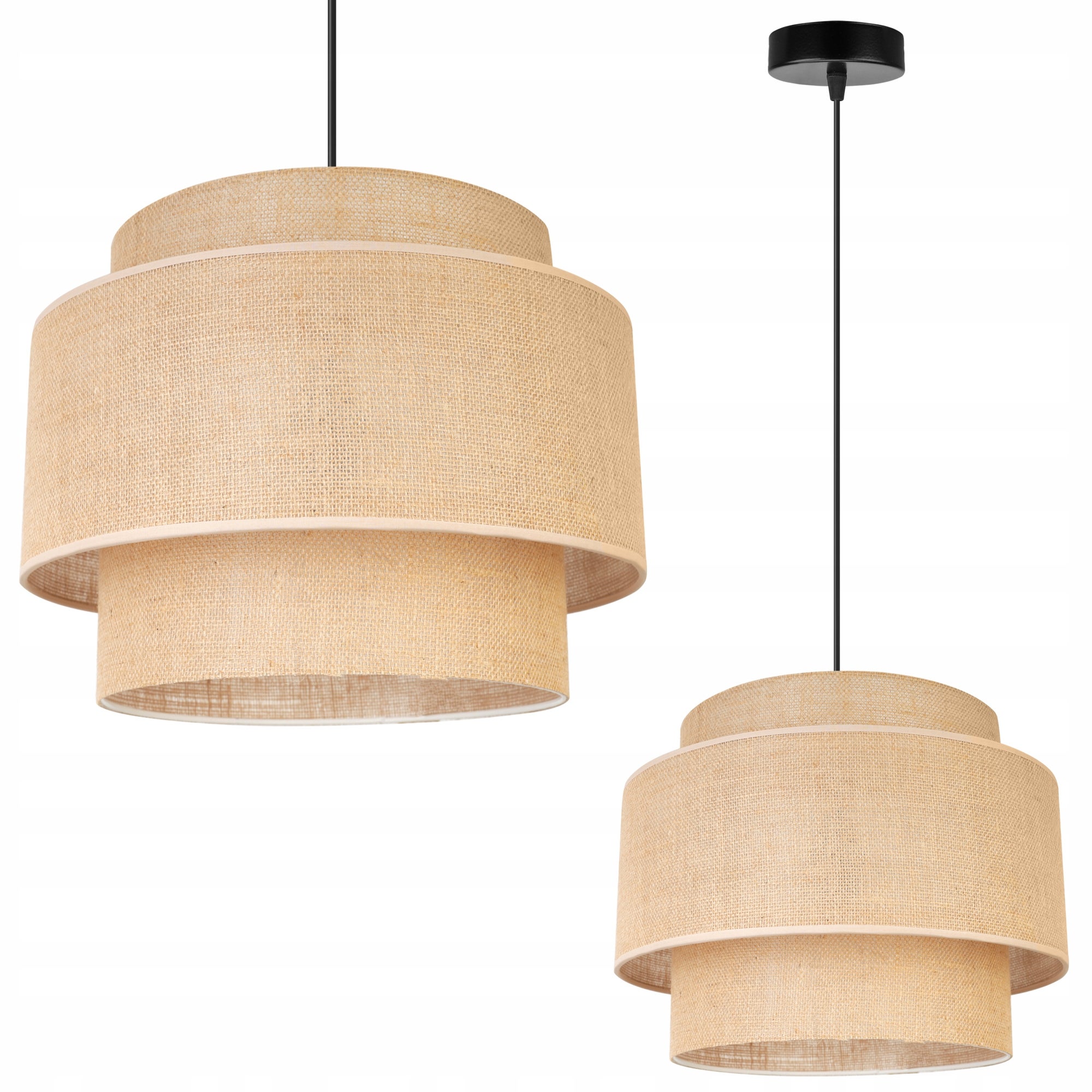 Lampa sufitowa wisząca Boho loft 1xE27 abażur juta 35cm beżowy/czarny Light Home LH