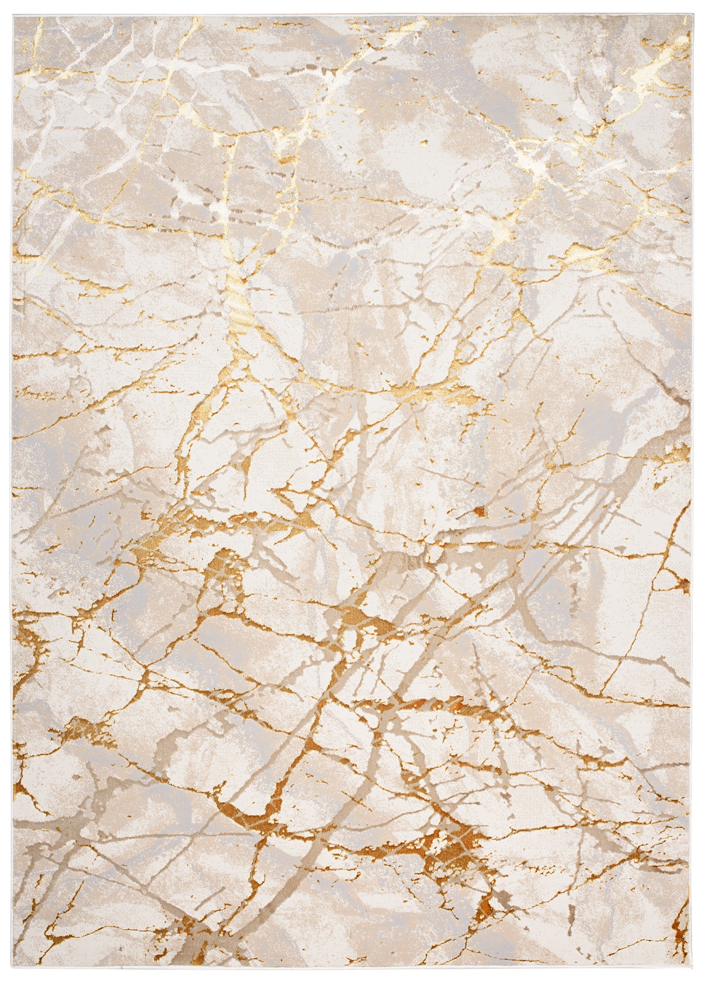 TAPISO Golden Tapis de Salon Moderne Or Beige Crème Gris Moucheté Motif Abstrait Doux Poil Court 80 x 150 cm - 2
