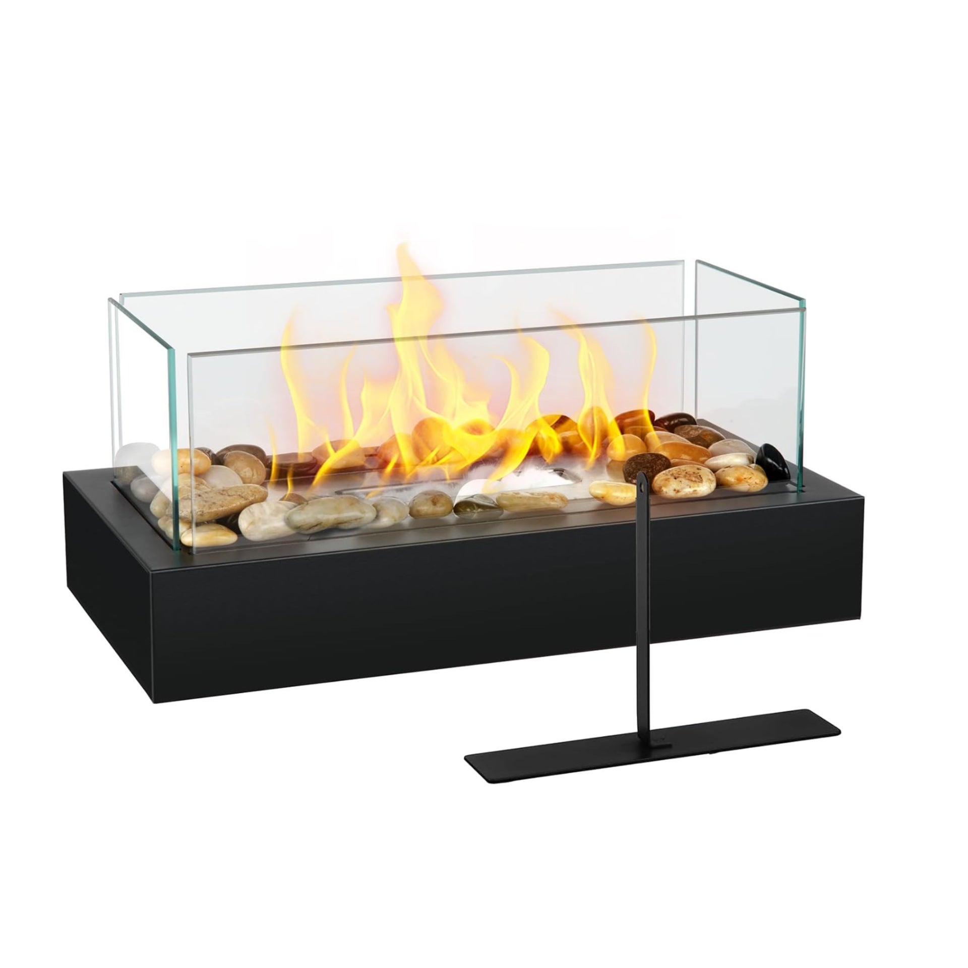 Chimenea de sobremesa – mini chimenea portátil – ideal para balcones y terrazas – chimenea de alcohol (35 x 18 x 15,5 cm) negra
