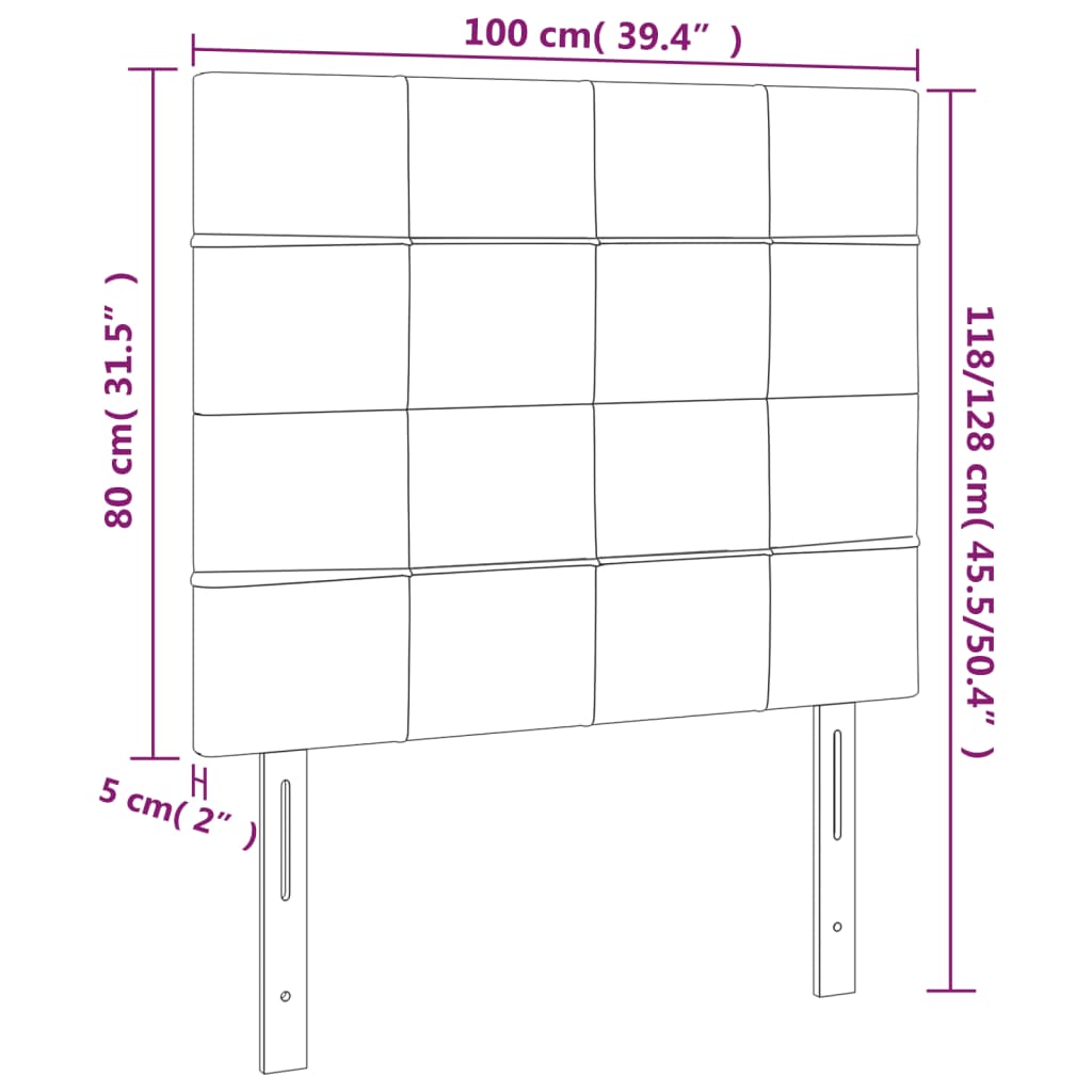 Cabeceira com luzes LED tecido marrom escuro 100x5x118/128 cm - COMFORTXL - 6