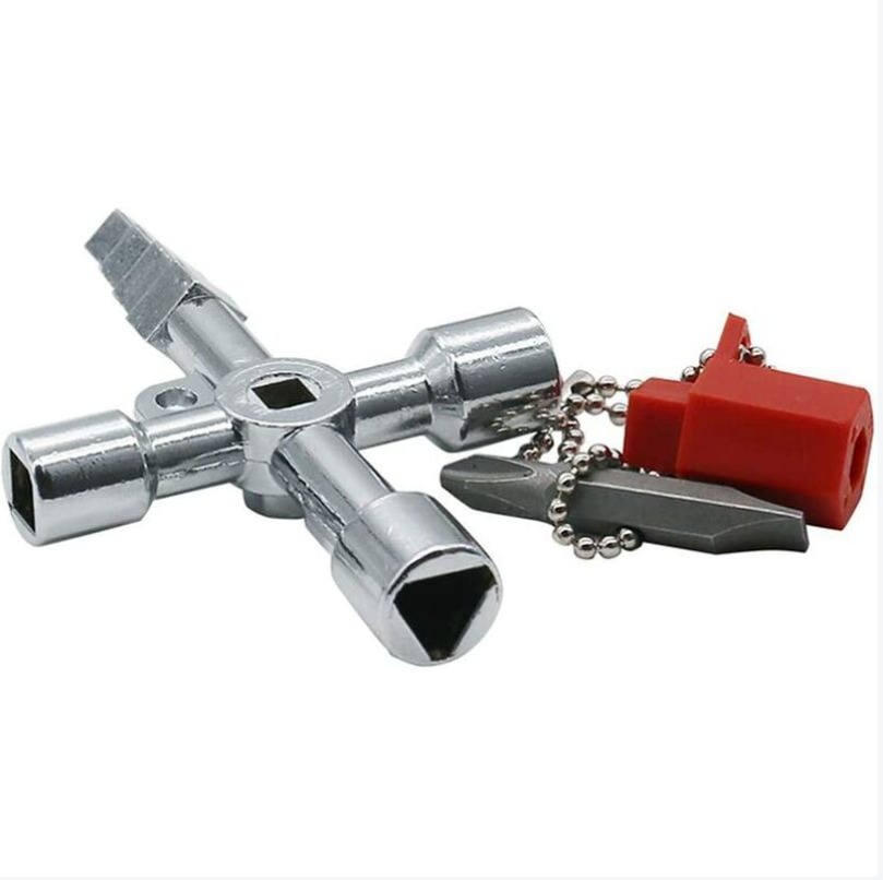 IOOMVOL Clé Universelle Armoire Electrique Clé Triangle Clé Carré pour Train Armoire électrique Ascenseur Outil à Main Multifonctionnel - 4