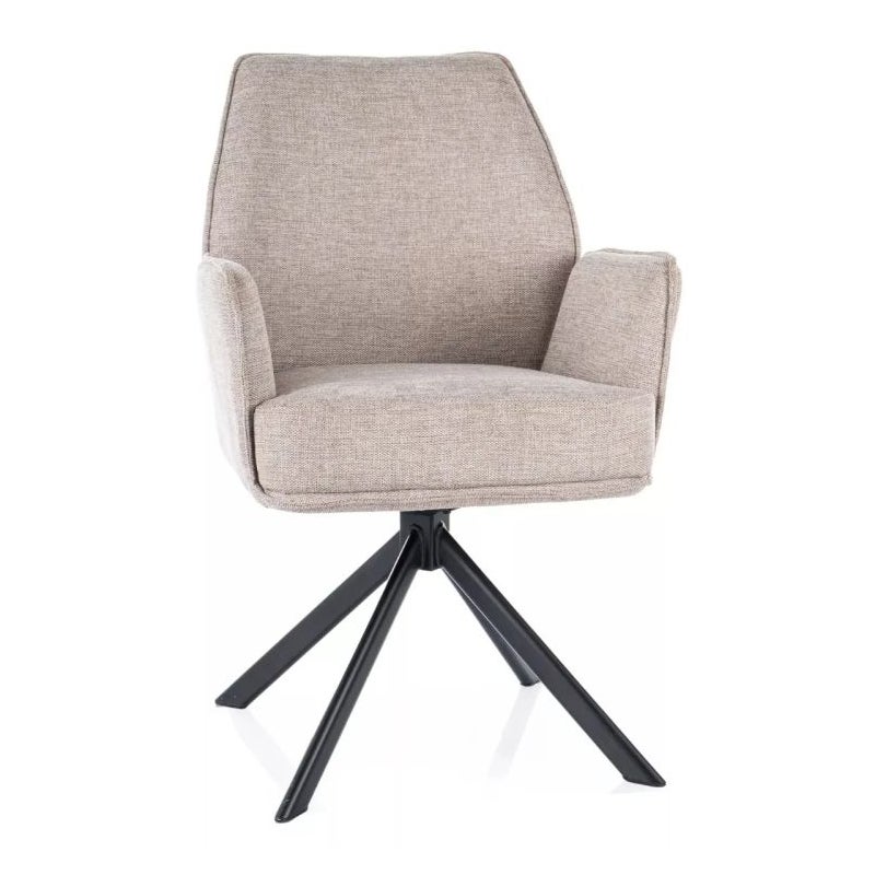 Krzesło tapicerowane HUGO BREGO jasnobeżowe obracane