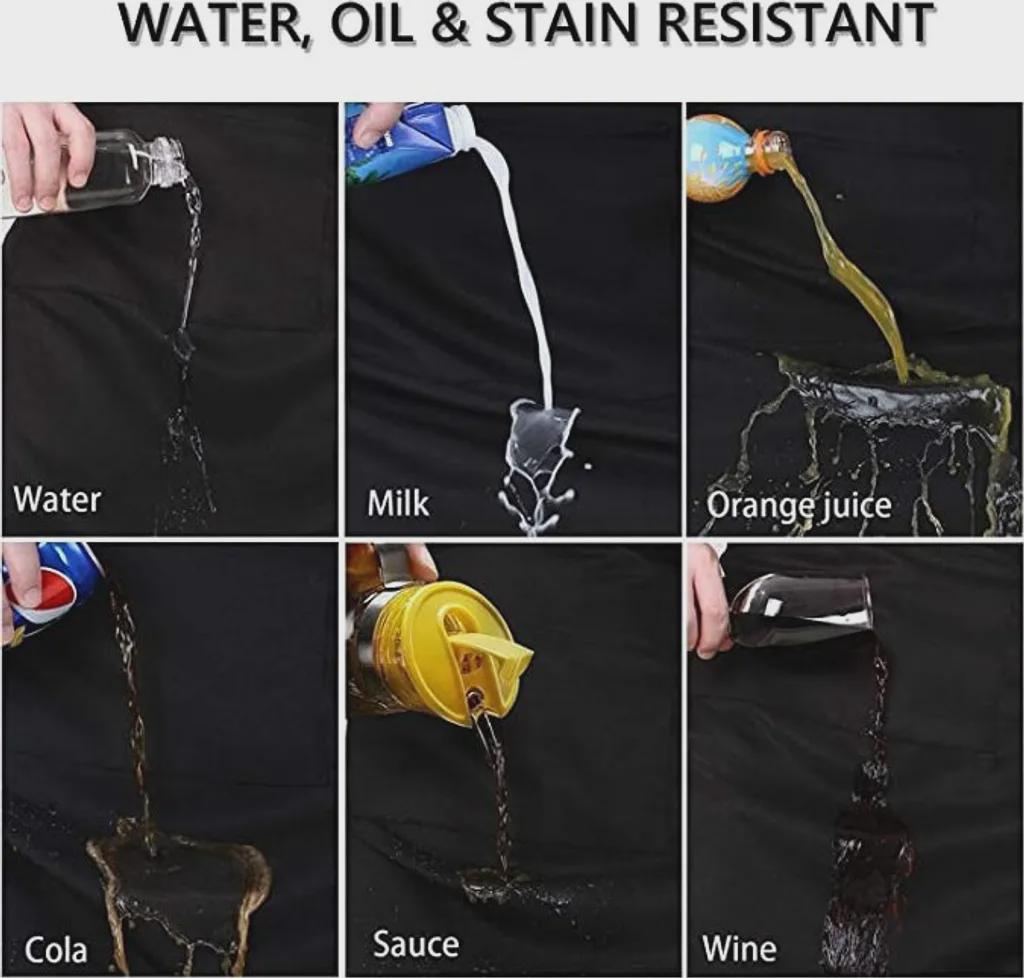 Tablier de cuisine 4 pièces, tablier noir pour hommes et femmes, tablier imperméable avec 2 poches, tablier tour de cou réglable pour la cuisine - 4