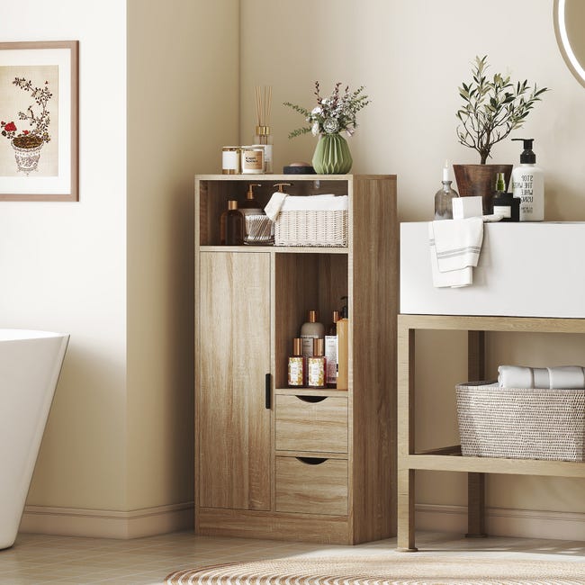 Mobiletto Da Bagno Salvaspazio HOMCOM - Legno 170 Cm, 2 Ante E Ripiani Regolabili - Foto 7