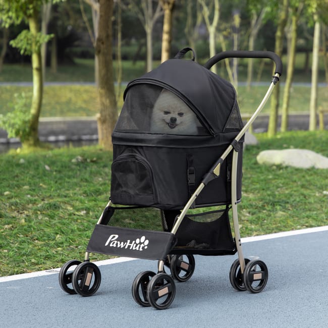 PASSEGGINO PER CANI PAWHUT 2 IN 1 - Pieghevole, Convertibile In Trasportino, Con Cuscino E Guinzagli - Foto 10