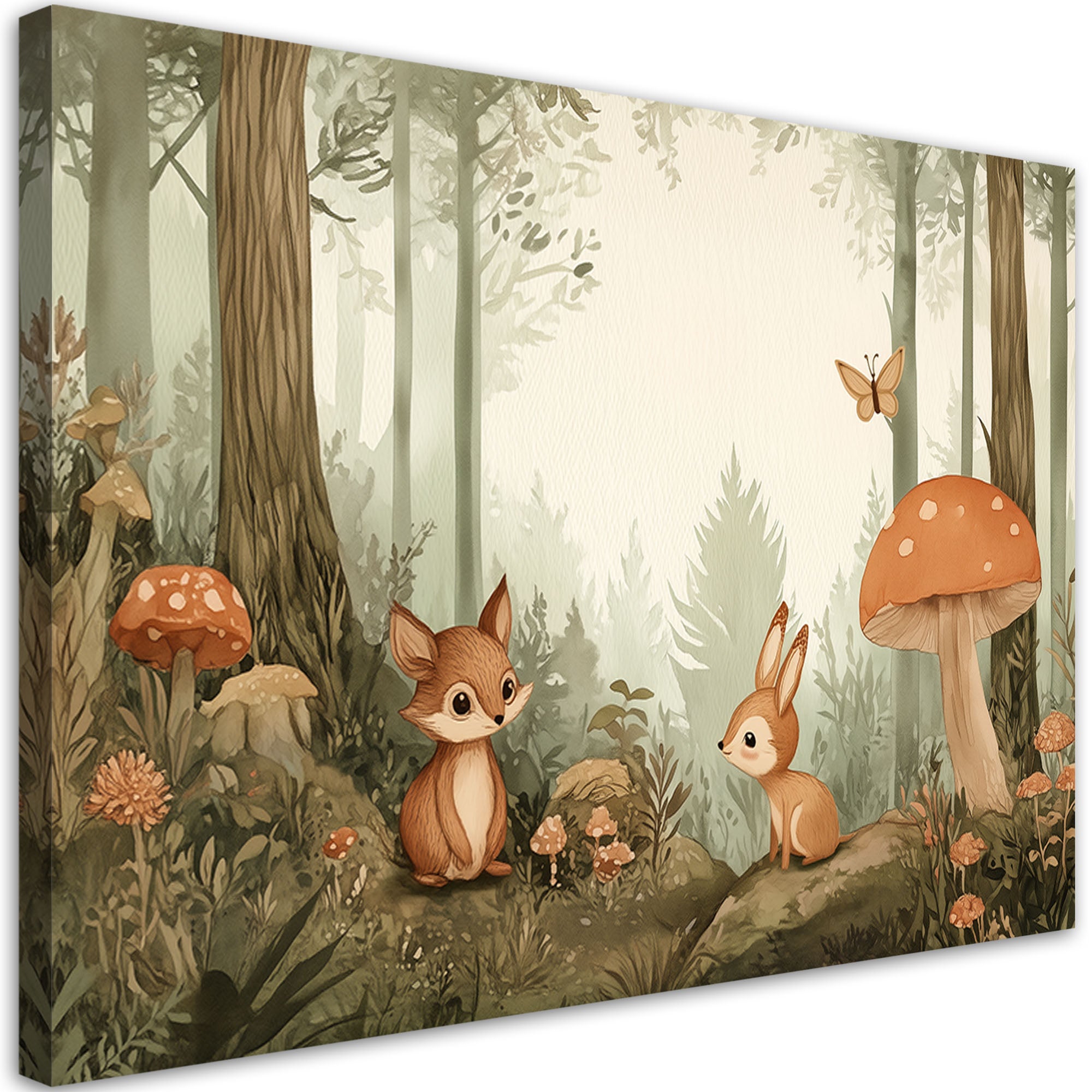 Obraz do pokoju dziecięcego, Leśne Zwierzęta Natura Beżowy 90x60