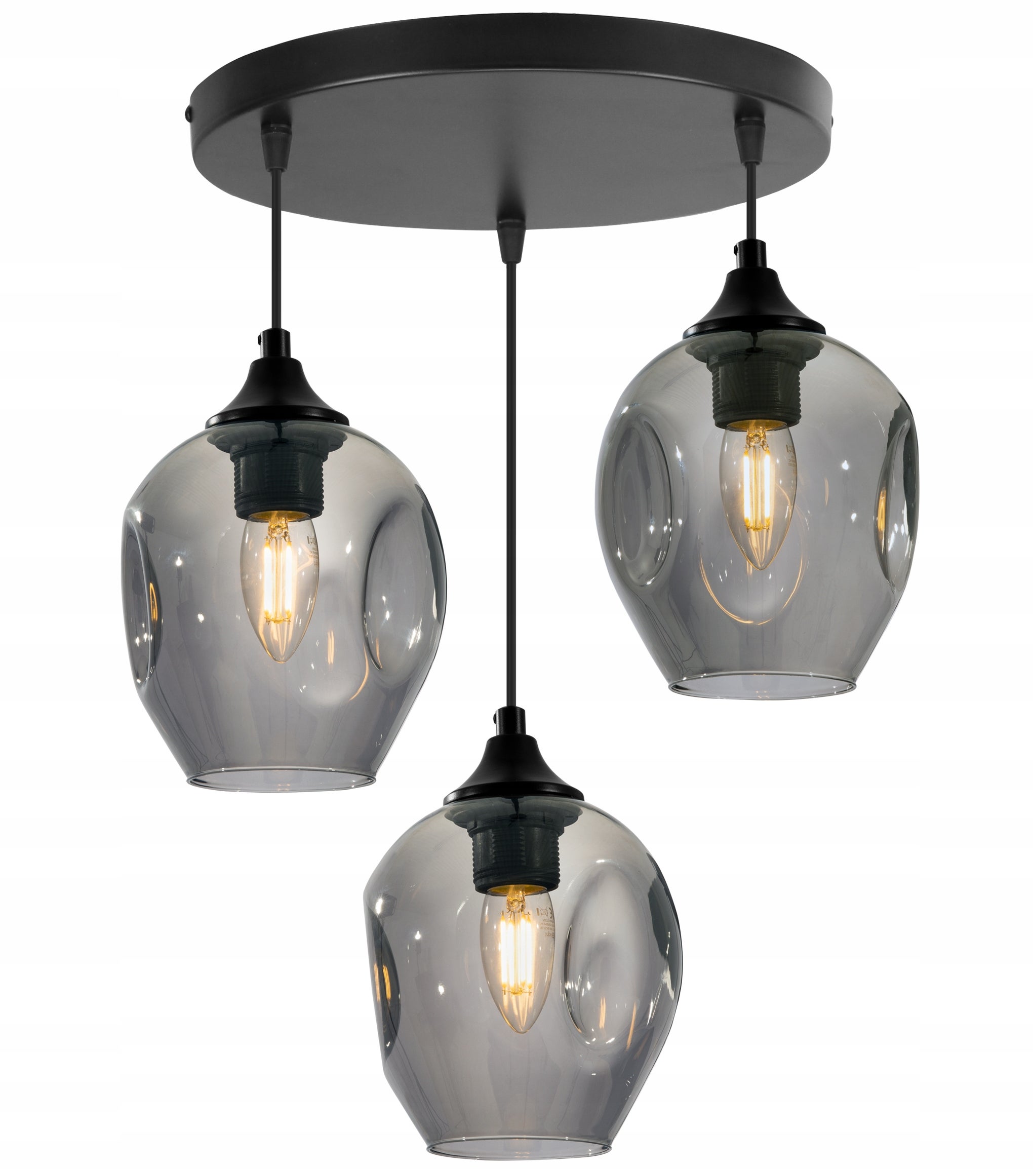 Lampa sufitowa wisząca Praga classy 3xE27 abażur kulisty grafitowy Light Home LH