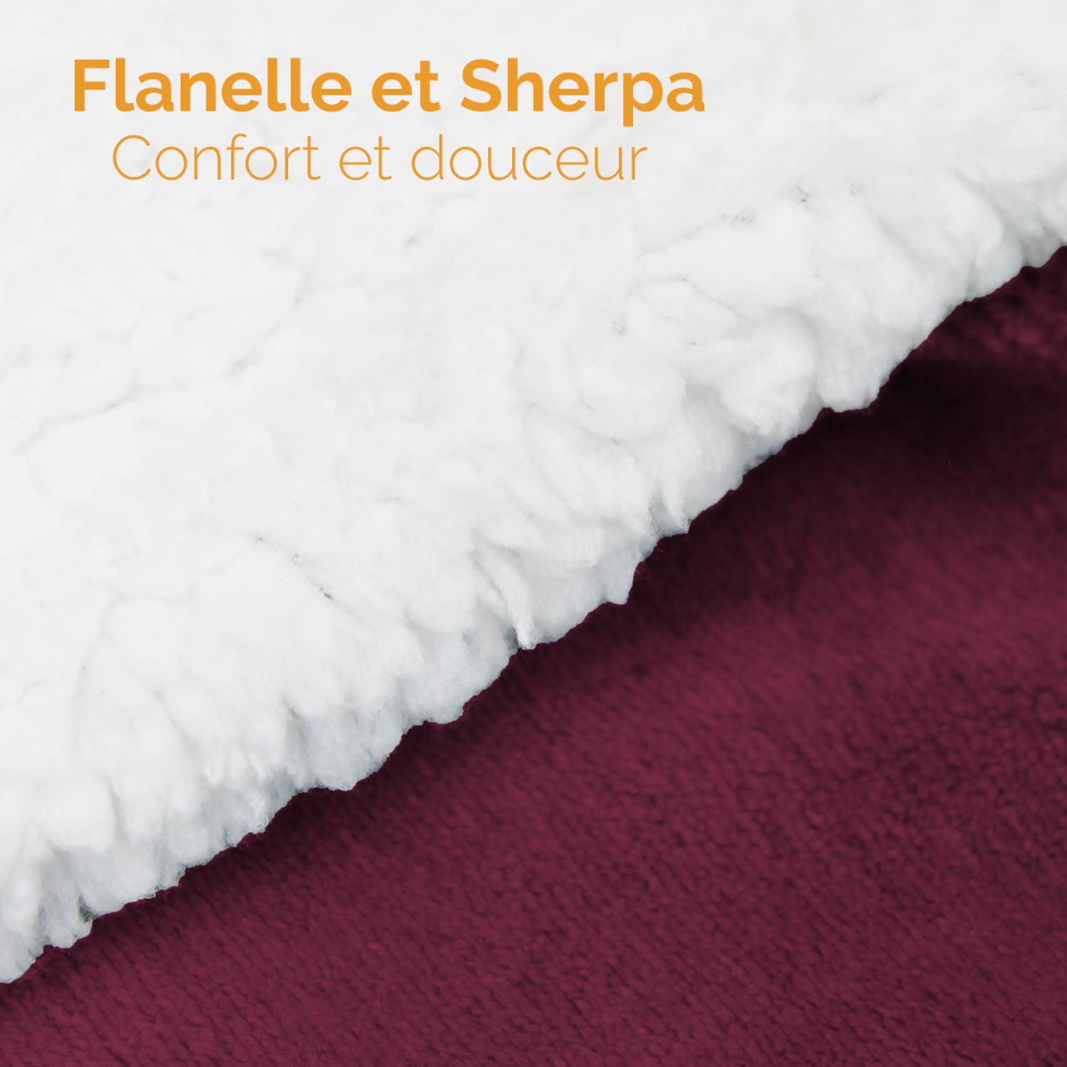 Couverture, plaid polaire 150 x 200 cm en flanelle et sherpa ultra doux - Prune - Vivezen - 2