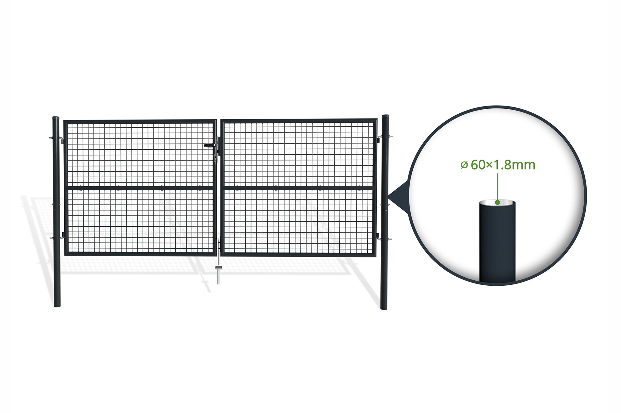 Portail battant grillagé 3m OLGA H.130cm Gris - 8