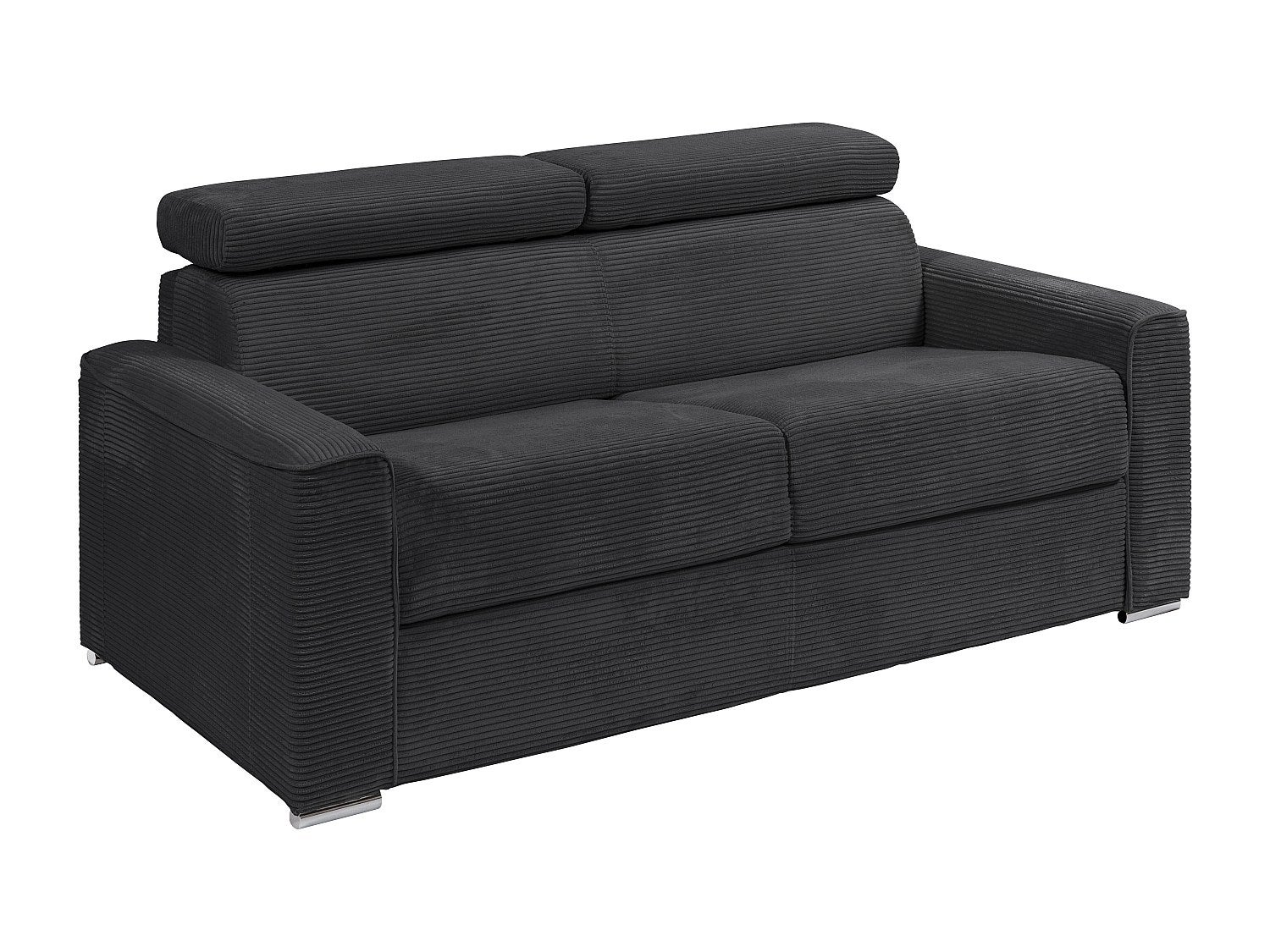 Kanapa 4 osobowa rozkładana typu express z szarego sztruksu - Miejsce do spania 160 cm - Materac 22 cm - VIZIR