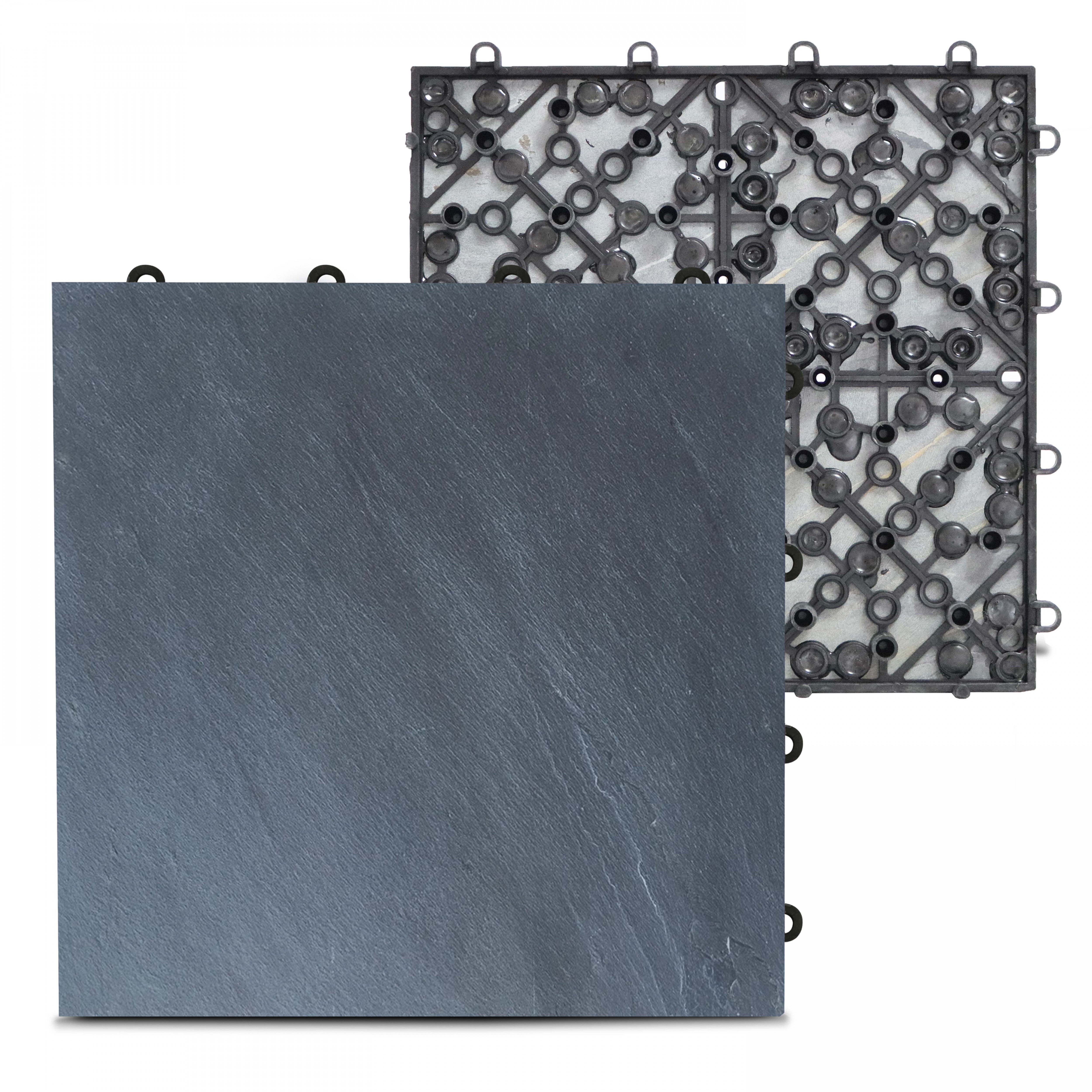 Lot de 8 dalles clipsables en pierre noire - 6