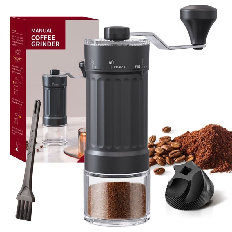 Irishom Macinacaffè Manuale Con 40 Impostazioni – Macinatura A Bassa Temperatura, Per Espresso E Pour Over, Con Contenitore Vetro