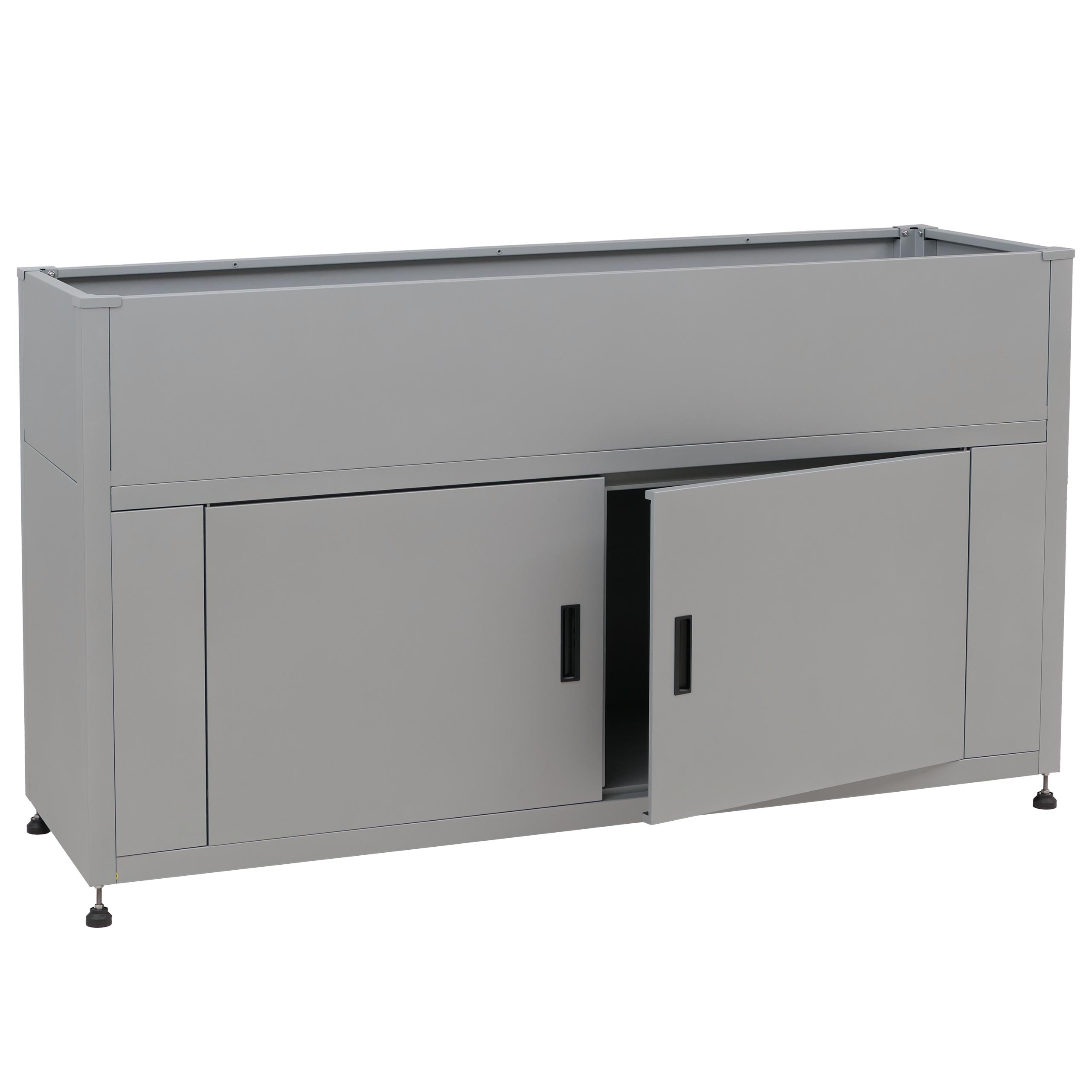 Podwyższona grządka HWC-O85, metalowa podwyższona grządka, skrzynka na kwiaty, donica, schowek, metal 47 kg 91 x 161 x 51 cm ~ szara