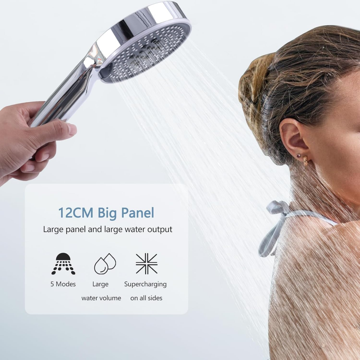 2MPommeau de douche avec tuyau , Douchette Douche Salle de Bain à Effet Pluie avec 5 Types de Jets, Pommeau Douche Anti Calcaire Haute Pression - 4