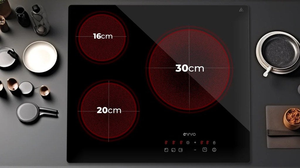 EVVO Placa Vitrocerámica V60, 3 zonas, Potencia máx 5700W, 9 niveles, máx ⌀ 60 cm, táctil - 7
