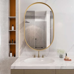 Specchio Ovale Da Parete 55,9 X 76,2 Cm – Nero Opaco Con Cornice In Metallo Per Bagno, Ingresso E Soggiorno