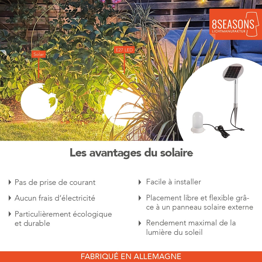 Boule lumineuse Blanc - 50cm - Lampe extérieur solaire - 8 seasons design - 7