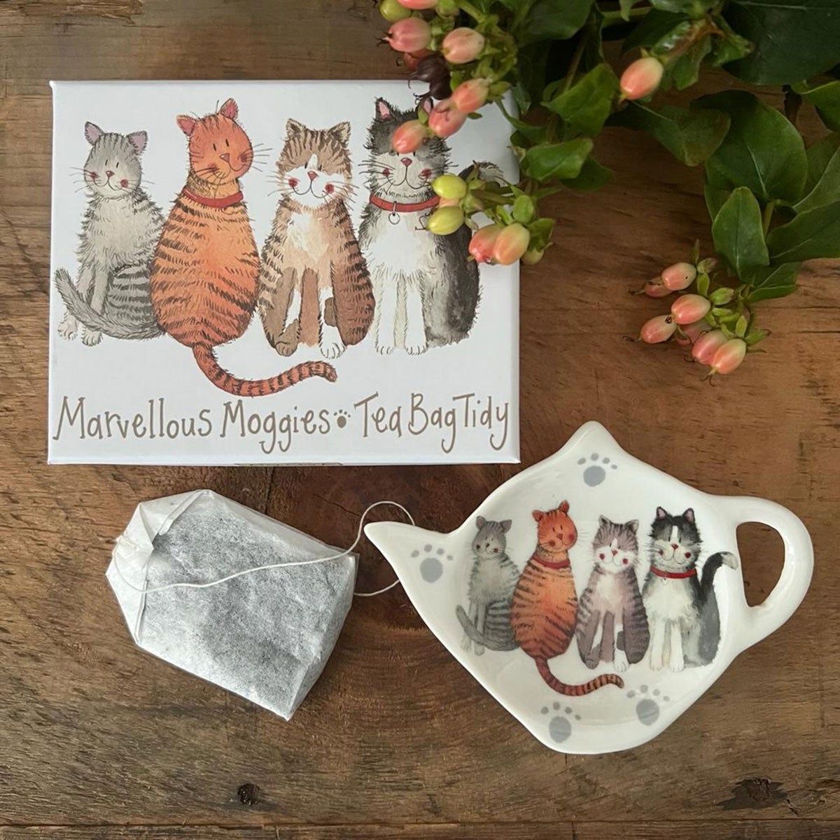Théière tisanière thème chat mug porcelaine filtre couvercle peint main artisana