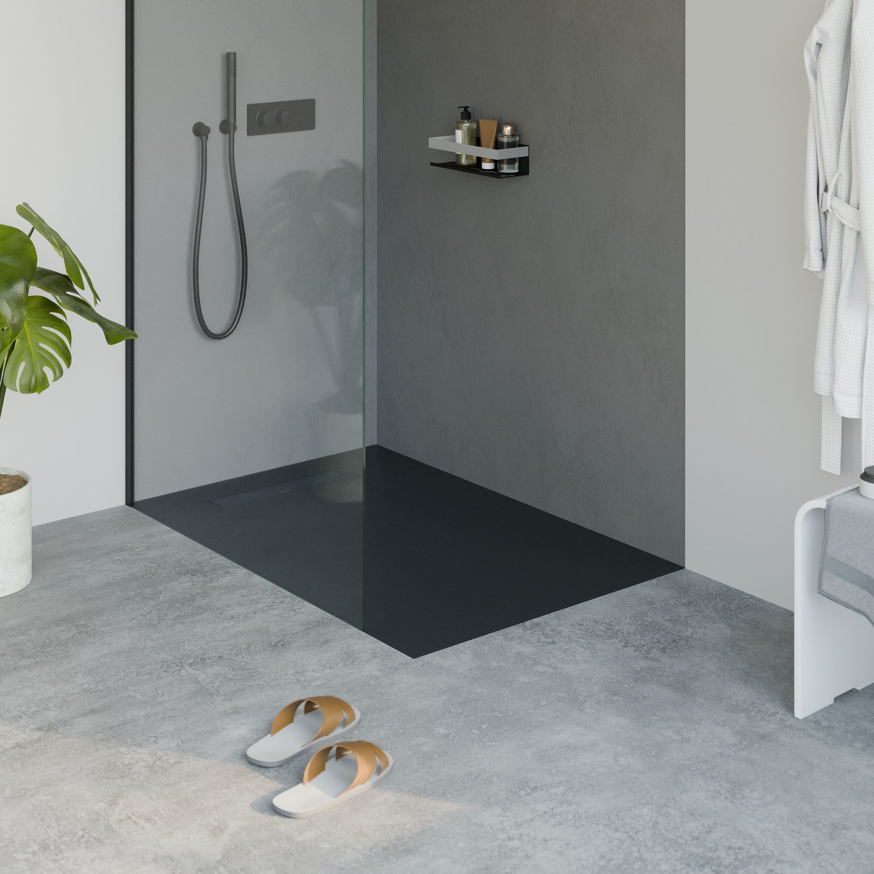 Bernstein Brodzik płaski odlew mineralny LAVOA 120x80 antracytowy mat
