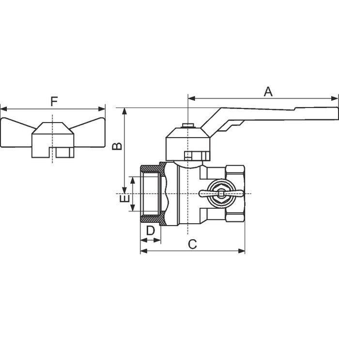 Vanne papillon à purge laiton nickelé - F 3/4' - Ravani - 2