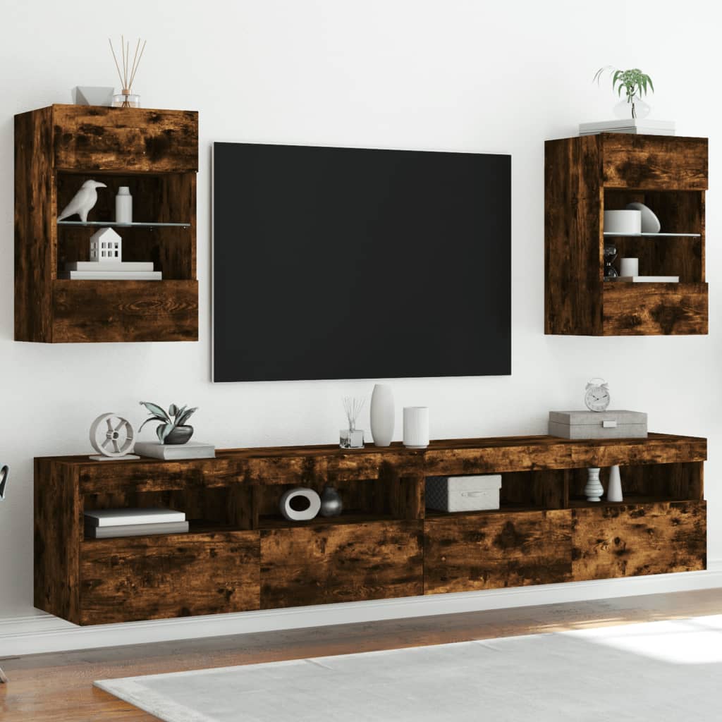Armadietto TV Da Parete VidaXL – Rovere Fumo 30,5x30x30 Cm, In Legno Multistrato, Carico Max 60 Kg