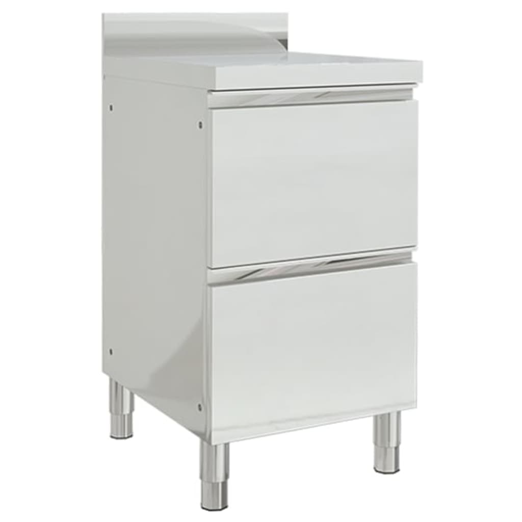 Armario De Cocina Comercial De Acero Inoxidable Con 2 Cajones - Medidas 50x60x95 Cm, Patas Ajustables