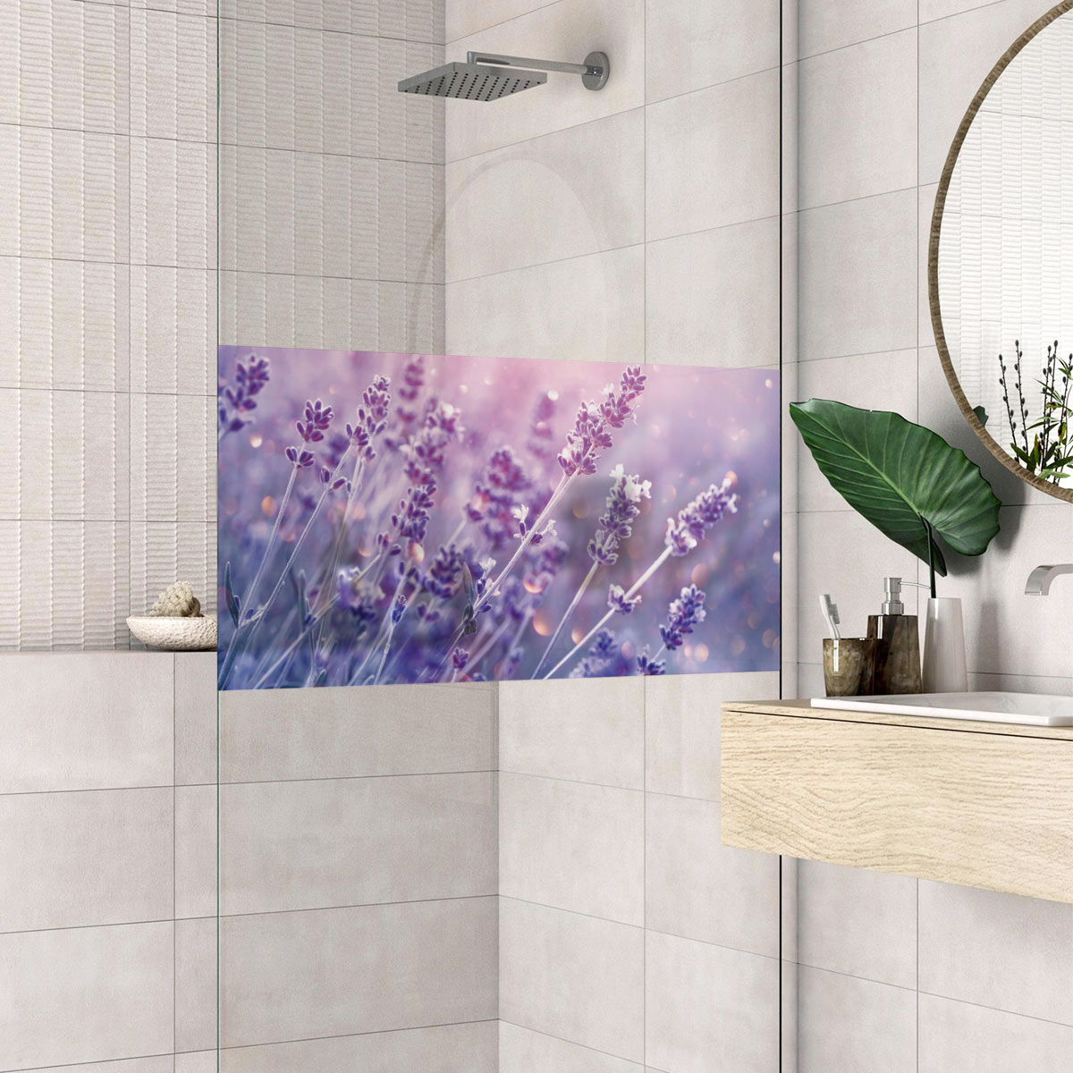 Adhesivo opaco y privacidad para ventana 1 metro x 40 cm campo de lavanda - adhesivo pared - sticker revestimiento