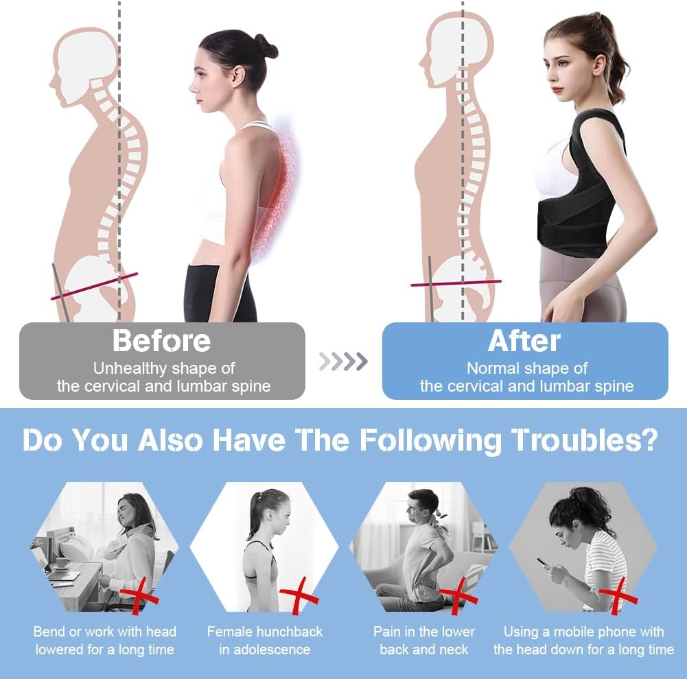 Posture Correcteur Dos Femme Homme, Réglable Correcteur de Posture, Posture Dos Redresse, Ceinture de Correction (L) - 4