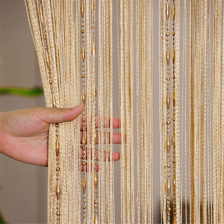 Rideau de Porte en Perles Rideau Anti Moustiquaire, Separation de Piece Moustiquaire de Porte Fenêtre de Cuisine pour Cuisine (Champagne,100x200cm) - 3