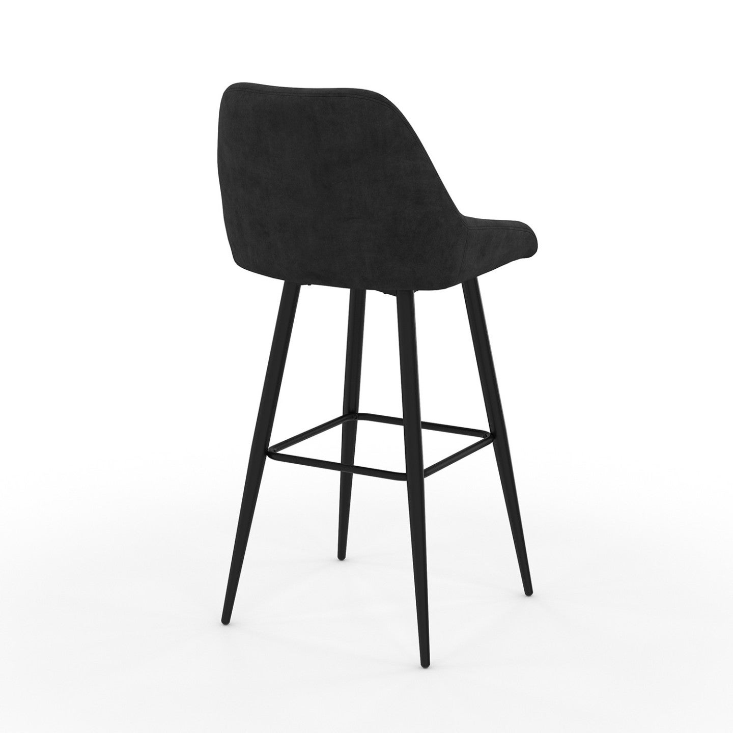 Lot de 4 tabourets de bar THALYA en velours noir avec demi-accoudoirs - 4