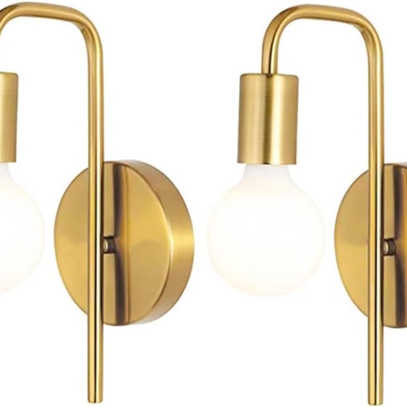 Kinkiet vintage, kinkiet średniowieczny, klosz z białego szkła - 2 sztuki, złoty