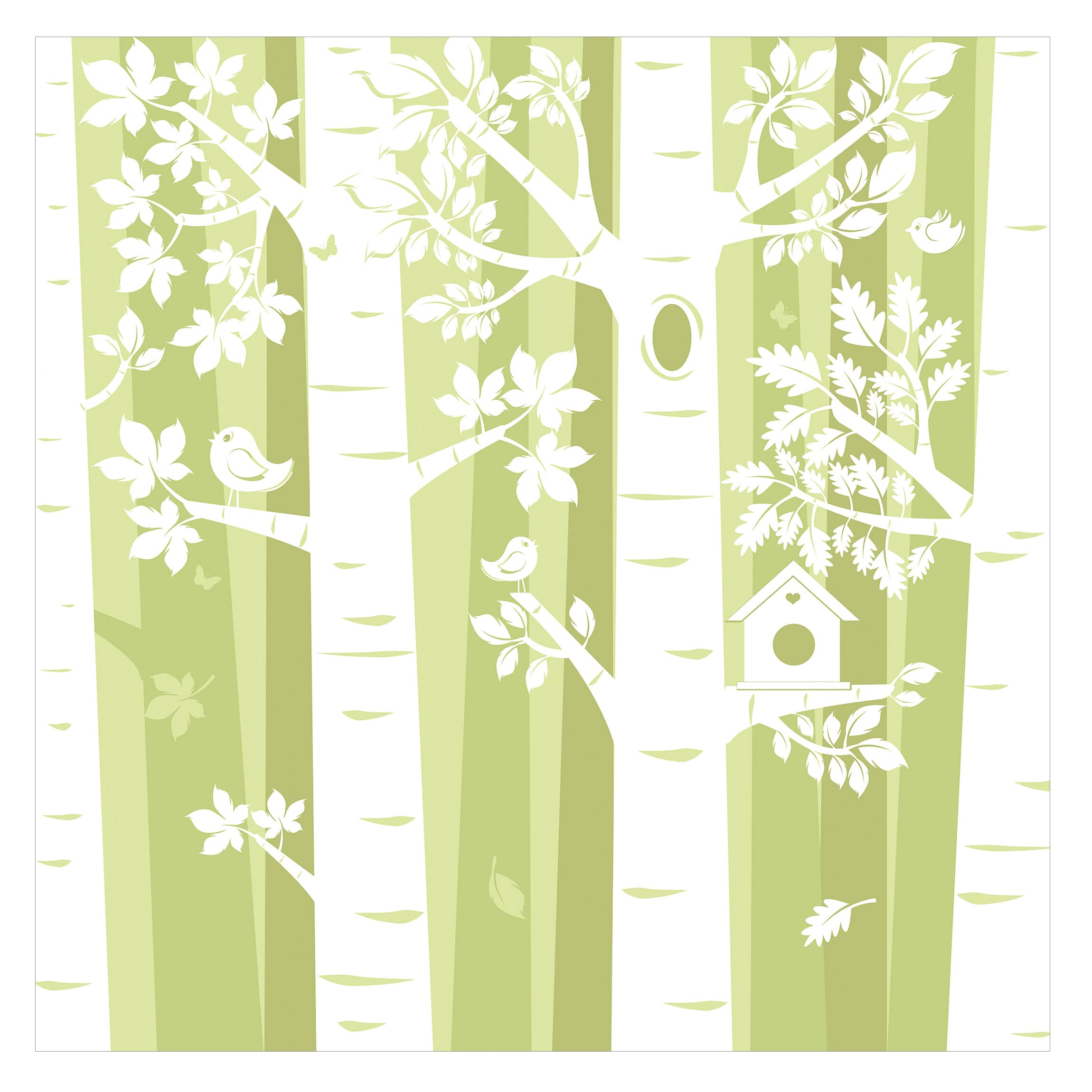 Papel pintado fotomural árboles bosque verde 15 - habitación infantil niño niña bebé - tnt 288 x 288 cm smart