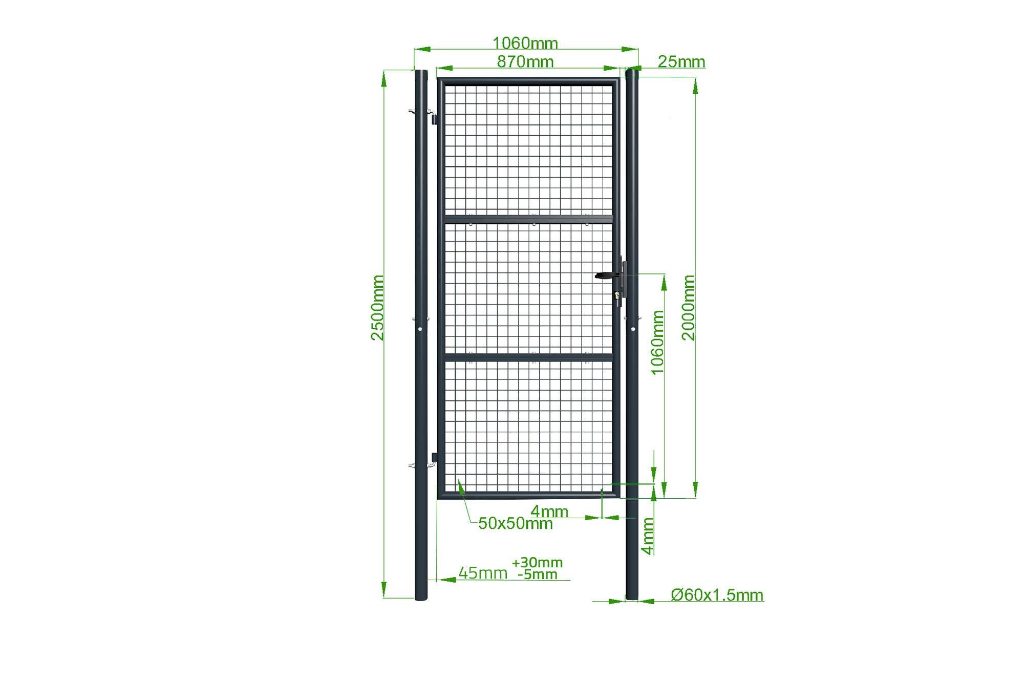 Portillon grillagé 1m OLGA H.200cm Gris - 5