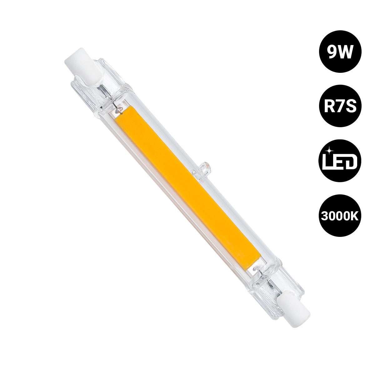 Ampoule LED COB - R7S - 118 mm - 1&nbsp;000 lm - 9 W - Blanc Chaud - 3
