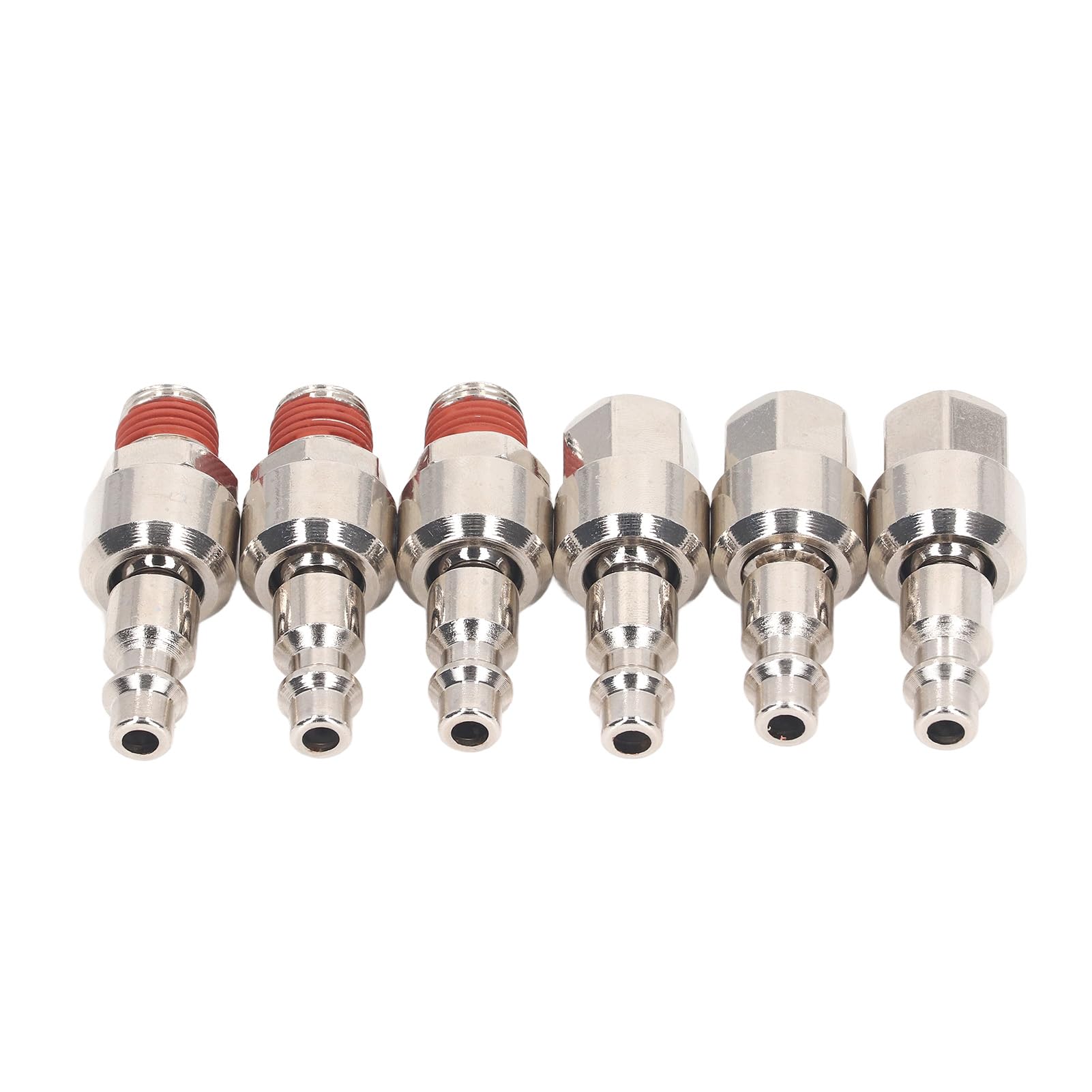 Lot De 5 Raccords Rapides Pour Air Comprimé 1/4" - Acier Argenté, Filetage Mâle, Modèle 20PM