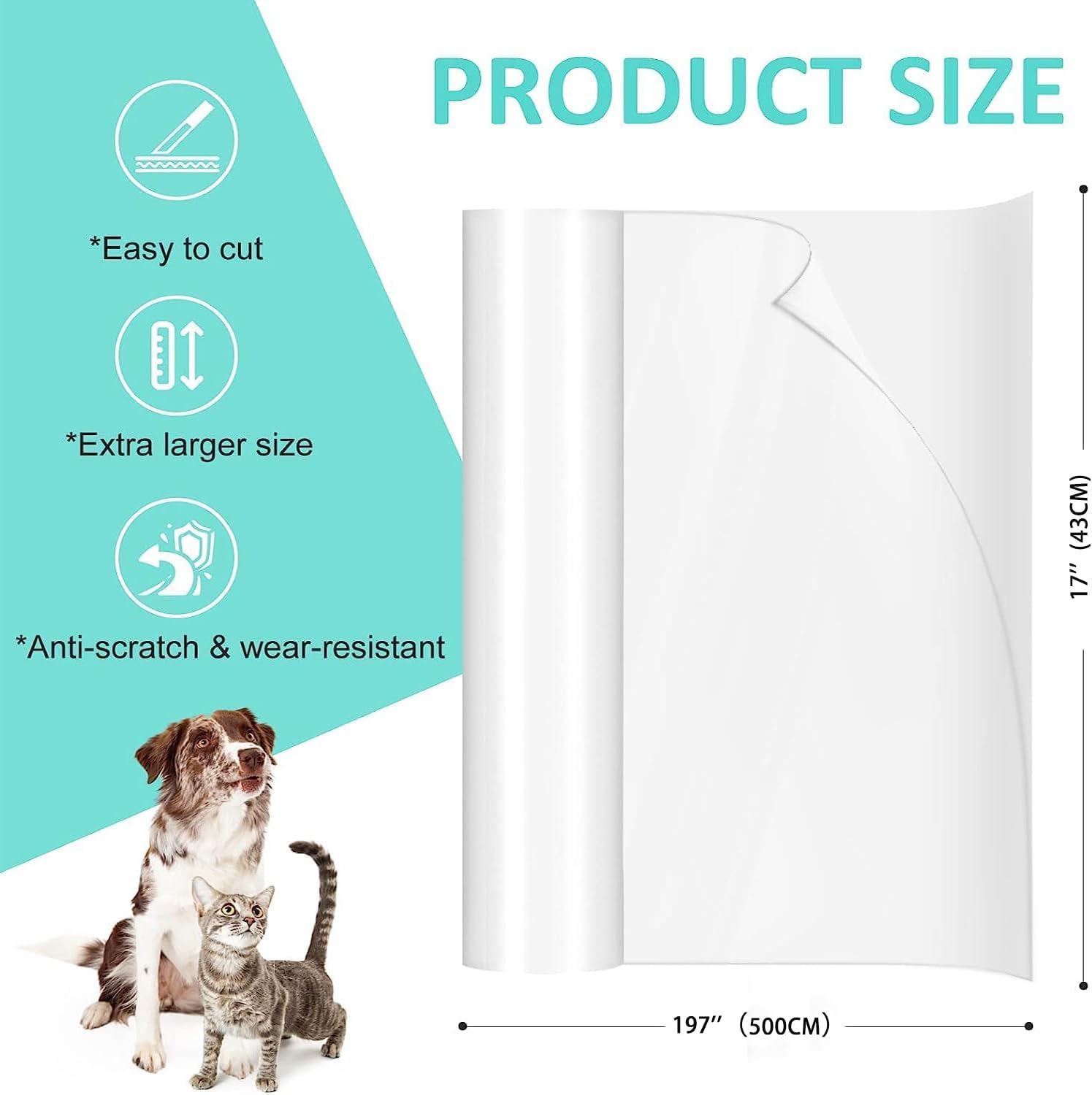500 cm x 45 cm Protège-Porte Contre Les éraflures de Chien - Protecteur de Meuble Contre Les éraflures de Chat de , Protecteur de Porte pour Chien - 3